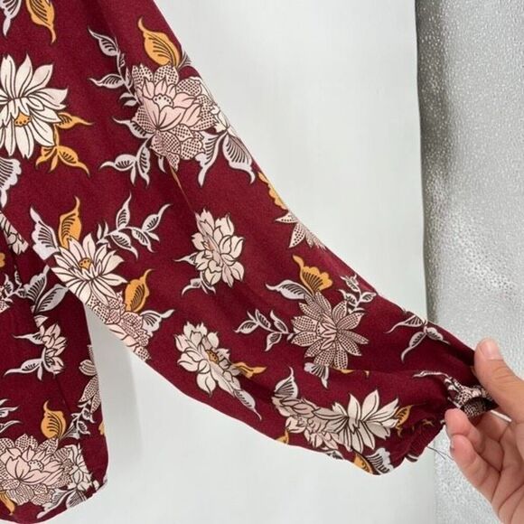 C&C California Floral‎ Blouse Medium Fall Autumn Colors Flowy Loose Bohemian - Picture 7 of 9